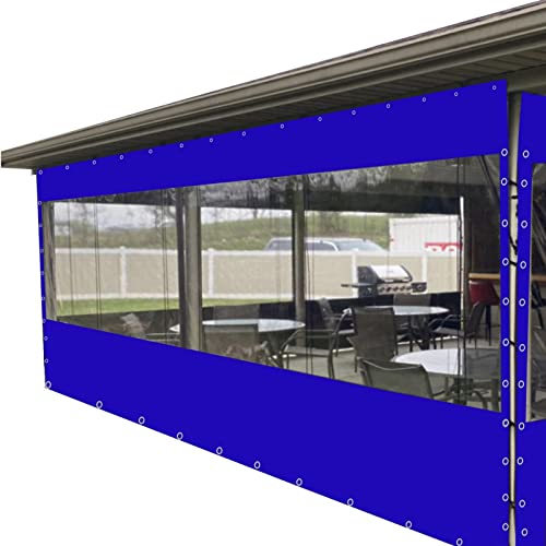 XBSXP Außenvorhänge Wasserdichter klarer Planenvorhang mit Perforationen Transparenter PVC-Pavillon Balkonvorhänge für Gartenterrasse Pavillon Pergola (Color : Blue, Size : 2.2X2m) von XBSXP