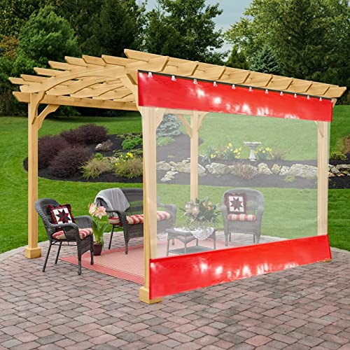 XBSXP Outdoor-Vorhänge für Terrasse, wasserdicht, wärmeisoliert, mit rostfreien Ösen, 5 mm, transparente Plane für den Außenbereich, Veranda, Tür (Farbe: Rot, Größe: 2 x 2,5 m) von XBSXP