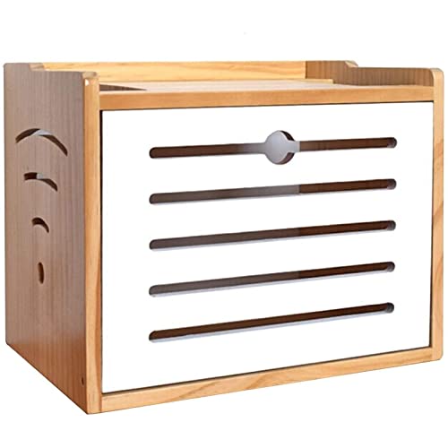 XBSXP Router Regal Wandmontage WiFi Router Aufbewahrungsboxen Holz WLAN Box Wand Kabel Versteckbox Kabelbox Groß Schreibtisch Kabelmanagement Box von XBSXP
