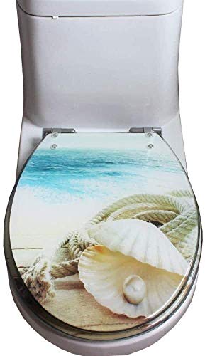XBSXP Toilettensitzdeckel Toilettensitzbezug Shell Pearl Toilettendeckel, extrem haltbarer Harnstoff-Formaldehyd-Harz Verlangsamter Toilettensitz, 40~48 cm x 33~38 cm Toilettendeckel von XBSXP