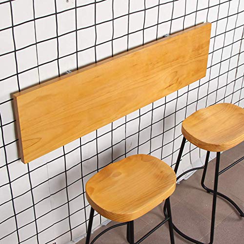 XBSXP Wandmontierter Klapptisch, Belastbarer 40kg Wandmontierter Bartisch mit Barstuhl, Naturmassivholz, Wasser- und feuchtigkeitsbeständig, Geeignet für Wohnzimmer und Küche von XBSXP