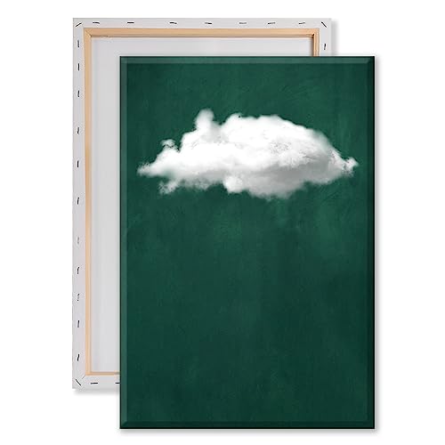 Abstrakte Wolke Leinwand Wandkunst Abstrakte dunkelgrüne weiße Wolken Leinwand große grüne Gemälde für Wohnzimmer Türkis abstraktes Bild Wolken Kunstwerk Smaragdgrün Bilder Poster 40,6 x 61 cm von XBUMHOAL