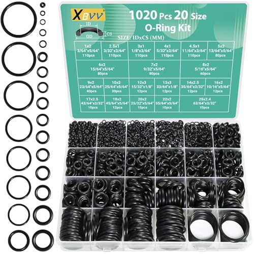 XBVV 1020 Stück O-Ring-Kit 20 Größe Nitrilkautschuk O-Ring-Sortiment Set für Auto Auto Fahrzeug Reparatur Wasserhahn Sanitär Luft oder Gas Dichtungsanschlüsse widerstehen Öl und Hitze von XBVV