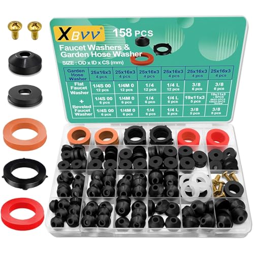 XBVV 158 Pcs Wasserhahn Gummi Unterlegscheiben und Gartenschlauch Dichtung Sortiment Kit für verschiedene Outdoor-Hähne Stem Worn und Garten Dusche Schlauch Dichtung Reparatur XBVV 158 Pcs Wasserhahn Gummi Unterlegscheiben und Gartenschlauch Dichtung Sortiment Kit für verschiedene Outdoor-Hähne Stem Worn und Garten Dusche Schlauch Dichtung Reparatur von XBVV