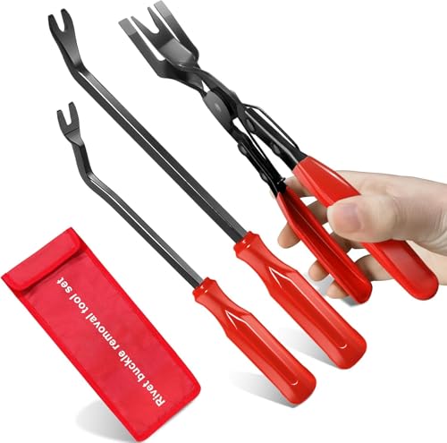 XBVV 3 Pcs Clip Remover Tool, Clip Zangen Set Fastener Remover, Car Removal Tool Set mit Aufbewahrungstasche, Auto Trim Removal Tool Kit für Türverkleidung Armaturenbrett Reparatur Kit von XBVV