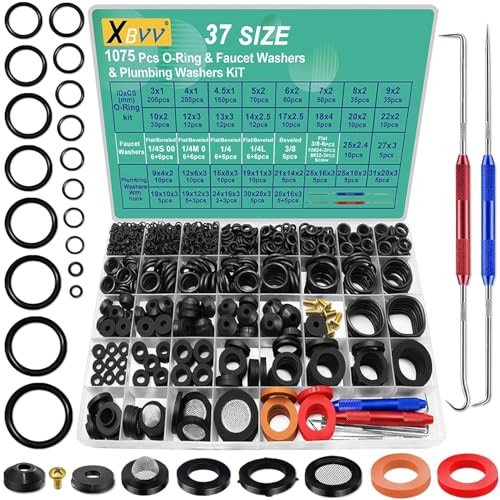 XBVV 37 Größe 1075 Pcs Wasserhahn Unterlegscheiben & O-Ringe Kit & Sanitär Dichtung 3-in-1 Home Universal Gummi Unterlegscheiben Sortiment Kit XBVV 37 Größe 1075 Pcs Wasserhahn Unterlegscheiben & O-Ringe Kit & Sanitär Dichtung 3-in-1 Home Universal Gummi Unterlegscheiben Sortiment Kit von XBVV
