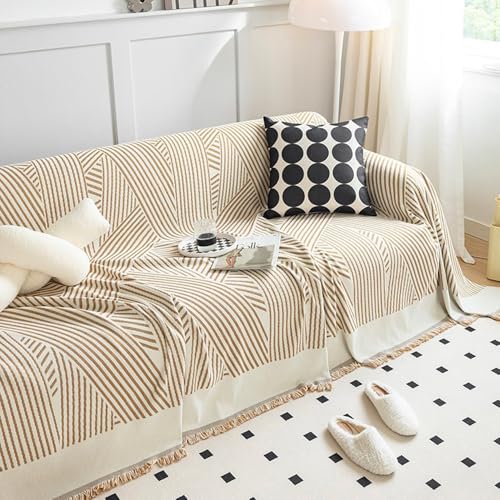 XBYZWM Hunde-Couch-Bezug, Chenille, wendbar, Couchschutz, Sektionalsofabezug, Bohemian-Dekor für Sofa (einfache Linien, Größe XXL: 180,3 x 381 cm) von XBYZWM