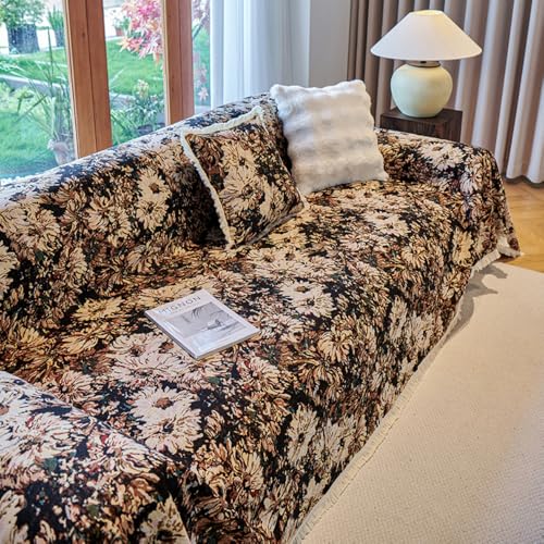 XBYZWM Hunde-Couch-Bezug, Chenille, wendbar, Couchschutz, Sektionalsofabezug, Bohemian-Dekor für Sofa (klassische Blumen, Größe XXL: 180,3 x 381 cm) von XBYZWM