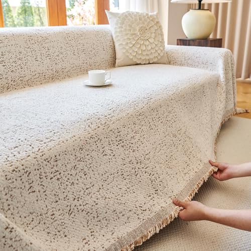 XBYZWM Hunde-Couch-Bezug, Chenille, wendbar, Couchschutz, Sektionalsofabezug, Bohemian-Dekor für Sofa (zufällige Punkte, Größe XXL: 180,3 x 381 cm) von XBYZWM
