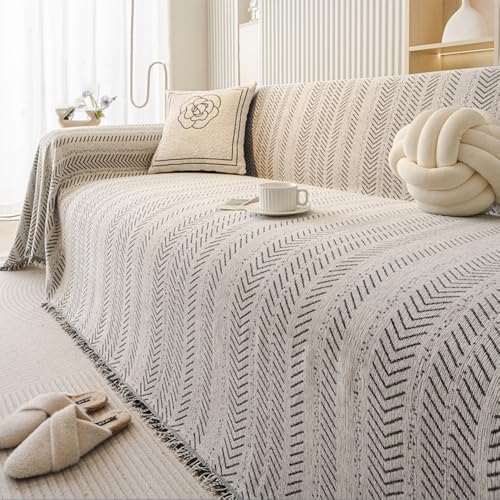 XBYZWM Hunde-Couch-Bezug, Chenille, wendbar, Couchschutz, Sektionalsofabezug, Bohemian-Dekor für Sofa A, Größe XL: 180,3 x 340,4 cm, Schwarz von XBYZWM