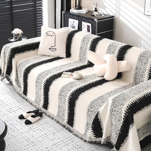 XBYZWM Hunde-Couch-Bezug, Chenille, wendbar, Couchschutz, Sektionalsofabezug, Bohemian-Dekor für Sofa B, Größe XXL: 180,3 x 381 cm, Schwarz von XBYZWM