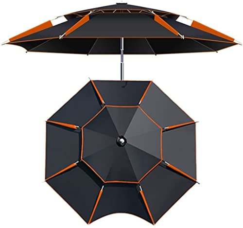 XCC Outdoor-Sonnenschirme Terrasse Verdickter, isolierter Oxford-Sonnenschirm, kühlender Sonnenschutz-Fischerschirm mit doppelter Oberseite (Color : Black+Orange, Size : 2m/6.6ft) von XCC