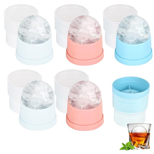 Eiswürfelform Silikon Groß Xxl Eiswürfel Form Mit Deckel Eiswürfelbehälter 6 Pack Bpa Frie Runde Silikon-Formen, Einfach Zu Lösende Eisformen Für Gefrierschrank, Whisky, Cocktail von XCDMJ