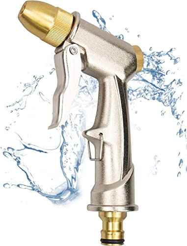Garten Handbrause 100% Metall Hochdruck Garten Spritzpistolen Hochwertig Verstellbarer Wasserdurchfluss Und Robust Mit Verschiedene Strahlarten für Garten Bewässerung, Autowaschanlagen Einfacher von XCDMJ