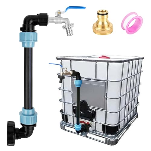 IBC Adapter Mit Schwanenhals Messing Wasserhahn, S60x6 Wasserhahn Absperrhahn 3/4 Zoll Für 1000l Regenwassertank, IBC Tank Zubehör Für Regenwassertank Wasserfaß Regenfass IBC-Container von XCDMJ