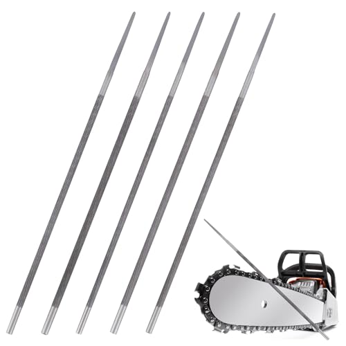 Kettensägenfeile 5 Stück Rundfeile Sägeketten Kettensäge Feilen Rasenmäher Kettensäge Schärfefefeile 4.0 mm 4.5 mm 4.8mm 5.0mm und 5.5mm Sägeketten Feilen Set für manuelle Schärfen von Sägeketten von XCDMJ