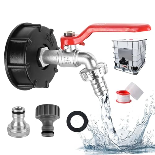XCDMJ Ibc Auslaufhahn Regenwassertank1000l Wassertank Wasserhahn Aus Legierung Kugelhahn Mit 1/2 Zoll Anschluss Ibc Adapter Für s60x6 Wassertank Wasserhahn, Regenwassertank Ibc Tank Zubehör von XCDMJ