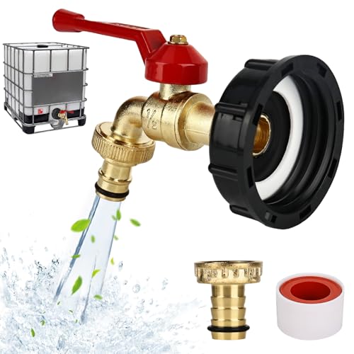 XCDMJ Ibc Auslaufhahn Regenwassertank1000l Wassertank Wasserhahn Aus Legierung Kugelhahn Mit 1/2 Zoll Anschluss Ibc Adapter Für s60x6 Wassertank Wasserhahn, Regenwassertank Ibc Tank Zubehör von XCDMJ