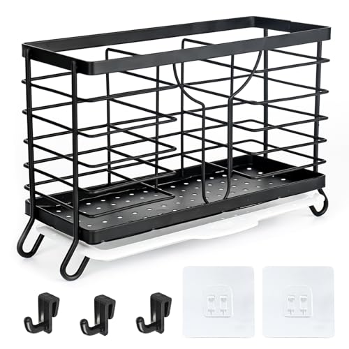 XCDMJ Utensilienhalter für Küchentheke,Küchenarbeitsplatte Utensil Organizer,Küchenutensilienhalter Besteckkorb, Wandmontiert Traceless Sticker Kohlenstoffstahl Besteck Abtropfbehälter Behälter XCDMJ Utensilienhalter für Küchentheke,Küchenarbeitsplatte Utensil Organizer,Küchenutensilienhalter Besteckkorb, Wandmontiert Traceless Sticker Kohlenstoffstahl Besteck Abtropfbehälter Behälter von XCDMJ