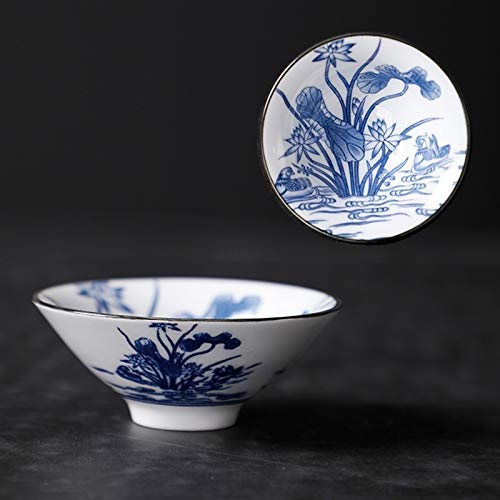 XCHJY 6 Sets Chinese Ceramic Cups Fisch Cups blau und weiß Teekanne Kleine Porzellan-Teeschale Teetasse Teaset Zubehör Getränk Trinkgefäße (Color : 6pcs02 40ml) von XCHJY