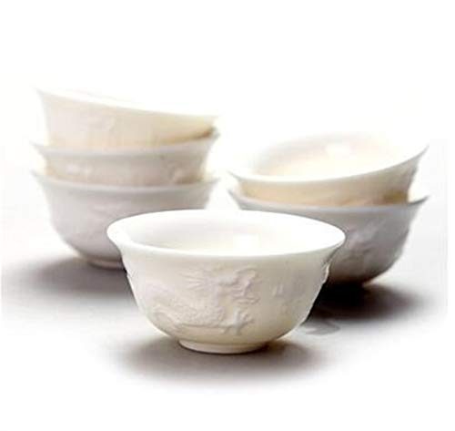 XCHJY 6 Sets Chinese Ceramic Cups Fisch Cups blau und weiß Teekanne Kleine Porzellan-Teeschale Teetasse Teaset Zubehör Getränk Trinkgefäße (Color : S6pcs 30ml) von XCHJY