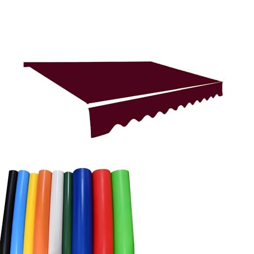 XCHSXYL Robuster Ersatzstoff für einziehbare Markisen – wasserdichte Sonnenschutzüberdachung für Terrasse und Schaufenster (Burgunderrot, 3,5 m x 2,5 m) von XCHSXYL