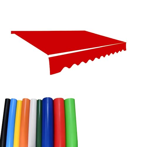XCHSXYL Strapazierfähiger Ersatzstoff für einziehbare PVC-Markisen – wasserdichte Sonnenschutz-Überdachung für Terrasse und Schaufenster (rot, 4 m x 3,5 m) von XCHSXYL