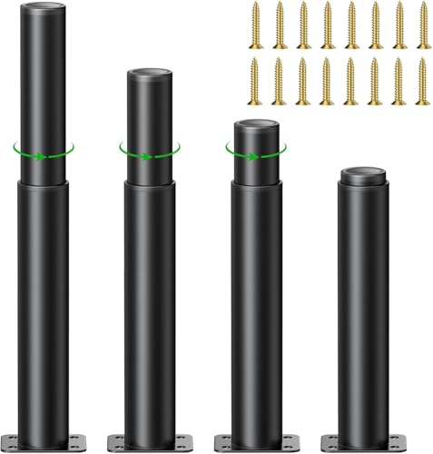 XCKJYDCDB 4 Edelstahlbeine Set, Metall, verstellbare Möbelfüße, DIY Möbelfüße, Möbelfüße für Schränke, Sofas, TV-Schränke, Nachttische und andere Möbel (25-42CM,Black) von XCKJYDCDB