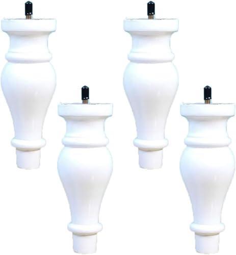 XCKJYDCDB 4 Stück Massivholz-Möbelfüße, weißes Finish, M8, Ersatz-Möbelfüße mit Schrauben, geeignet für Sofa-Schränke, weiß (10 cm) (weiß, 18 cm) von XCKJYDCDB