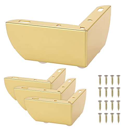 XCKJYDCDB 4 Stück Möbelfüße aus Stahl Schrankfüße,für Stühle Tisch Schrank TV-Schränke Schubladen Sofa,Mit Schrauben Möbelbeine Einfachen Montage Dreieck (5CM,Gold) von XCKJYDCDB