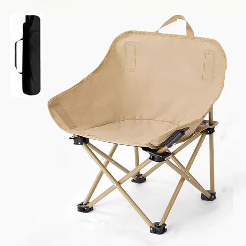 XCKJYDCDB Campingstuhl, klappbar, Tragkraft 150 kg. Leichter Campingstuhl mit dreieckigem Gestell, Ultraleicht, mit Zwei Seitentaschen. Ideal für Outdoor-Aktivitäten und Wanderungen. (50x33cm,Khaki) von XCKJYDCDB
