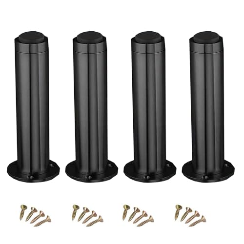 XCKJYDCDB Verstellbare Sofafüße, goldene Sofafüße, Möbelfüße, runde Sofafüße, Aluminium Möbelfüße mit Schrauben, 4 Stück (15 cm) (Black,10cm/4in) von XCKJYDCDB