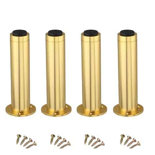 XCKJYDCDB Verstellbare Sofafüße, goldene Sofafüße, Möbelfüße, runde Sofafüße, Aluminium Möbelfüße mit Schrauben, 4 Stück (15 cm) (Gold,12cm/4.7in) von XCKJYDCDB