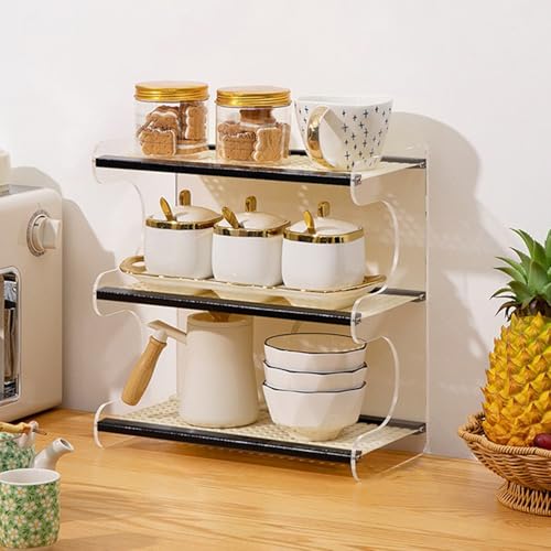 XCLOOZGL 2-4 Etage Gewürzregal Stehend, Küchenregal Arbeitsplatte Spice Rack Rattan-Flechtwerk Kaffeebar Kaffee Organizer Kosmetikregal Ausstellungsregal Für Küche Badezimmer,Schwarz,34 * 18 * 36cm XCLOOZGL 2-4 Etage Gewürzregal Stehend, Küchenregal Arbeitsplatte Spice Rack Rattan-Flechtwerk Kaffeebar Kaffee Organizer Kosmetikregal Ausstellungsregal Für Küche Badezimmer,Schwarz,34 * 18 * 36cm von XCLOOZGL