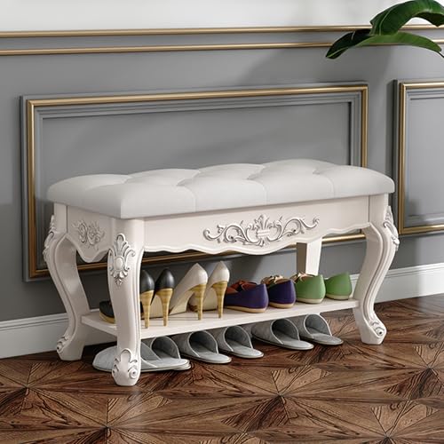 XCLOOZGL 2 Etagen Leder-Aufbewahrungsbank Mit Aufklappbarer Aufbewahrungsbox Eingangsbereich Schuhbank Aus Massivholz Vintage-Stil FüR Schlafzimmer Flur Wohnzimmer,Silver Legs,80 * 32 * 46cm XCLOOZGL 2 Etagen Leder-Aufbewahrungsbank Mit Aufklappbarer Aufbewahrungsbox Eingangsbereich Schuhbank Aus Massivholz Vintage-Stil FüR Schlafzimmer Flur Wohnzimmer,Silver Legs,80 * 32 * 46cm von XCLOOZGL