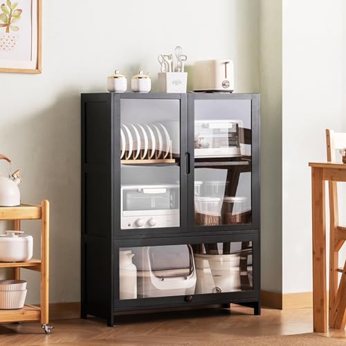 XCLOOZGL Bambus Küchen-Sideboard Moderner Küchenschrank Aufbewahrungsschrank Mit Glastür Anrichte Badezimmermöbel Buffetschrank Für Esszimmer Wohnzimmer,A,80 * 32 * 106cm XCLOOZGL Bambus Küchen-Sideboard Moderner Küchenschrank Aufbewahrungsschrank Mit Glastür Anrichte Badezimmermöbel Buffetschrank Für Esszimmer Wohnzimmer,A,80 * 32 * 106cm von XCLOOZGL