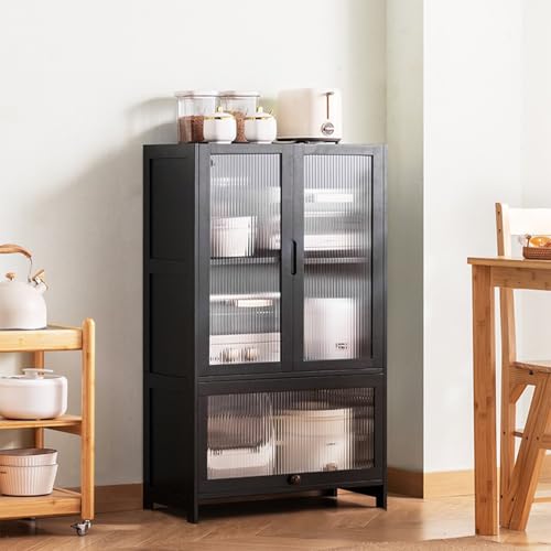 XCLOOZGL Bambus Küchen-Sideboard Moderner Küchenschrank Aufbewahrungsschrank Mit Glastür Anrichte Badezimmermöbel Buffetschrank Für Esszimmer Wohnzimmer,B,65 * 32 * 106cm XCLOOZGL Bambus Küchen-Sideboard Moderner Küchenschrank Aufbewahrungsschrank Mit Glastür Anrichte Badezimmermöbel Buffetschrank Für Esszimmer Wohnzimmer,B,65 * 32 * 106cm von XCLOOZGL