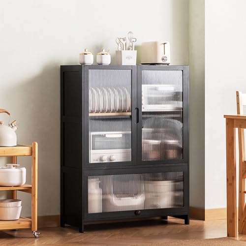 XCLOOZGL Bambus Küchen-Sideboard Moderner Küchenschrank Aufbewahrungsschrank Mit Glastür Anrichte Badezimmermöbel Buffetschrank Für Esszimmer Wohnzimmer,B,80 * 32 * 106cm XCLOOZGL Bambus Küchen-Sideboard Moderner Küchenschrank Aufbewahrungsschrank Mit Glastür Anrichte Badezimmermöbel Buffetschrank Für Esszimmer Wohnzimmer,B,80 * 32 * 106cm von XCLOOZGL