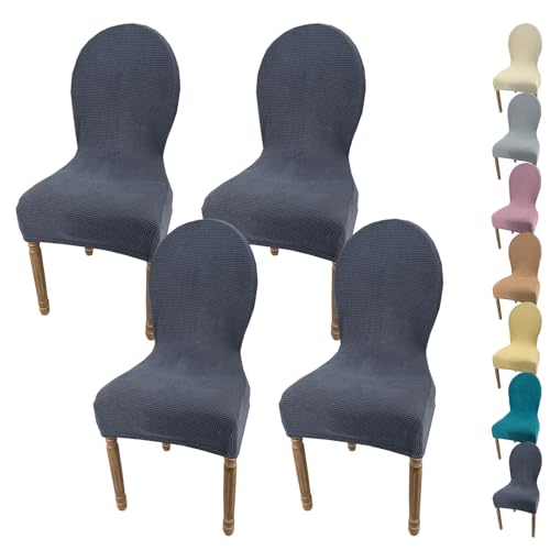 XCLOOZGL Stretch Stuhlbezug Für Esszimmer Stuhlhussen 4Er Set Mit Runder Rückenlehne Stuhlbezug Hochzeit Stuhlhussen Für Esszimmerstühle Einfarbiger Dining Room Chair Cover,Darkgray,4pcs von XCLOOZGL