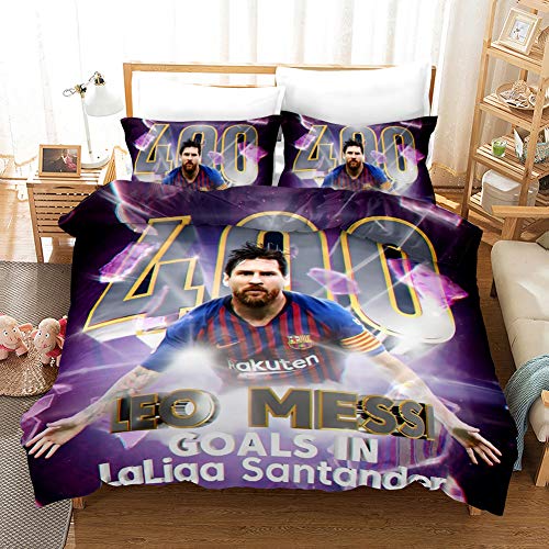 XCMDSM Leo Messi Tore in la Liga Santander Fußball-Superstar-Jugendidol Bettwäsche Set Bettbezug Und Kissenbezug 3D Mikrofaser Bettbezug 135x200 cm und 1 Kopfkissenbezüge 80x80 cm von XCMDSM