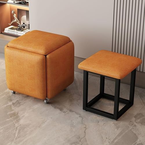 XCNSHIDY 5-in-1-Hocker Kombinationshocker Stapelstühle Fußhocker Stühle Platzsparender Innenstuhl Stilvoller Home-Office-Multifunktionshocker(B,45 * 45CM) von XCNSHIDY
