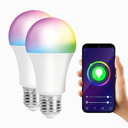 XCOAST 2er Pack E27 Glühbirne 800lm 60Watt Smart WLAN LED RGBW dimmbar Smart Life App Sprachbefehl per Google Home Energieverbrauchsmonitor Warmweiß bis Kaltweiß kein Hub nötig von XCOAST