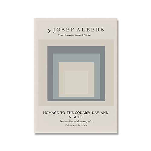 XCPORA Josef Albers Plakate Josef Albers Leinwand Wandkunst Josef Albers druckt Farbverlauf Quadrat Malerei für Heimwanddekoration Bild 30x40cmx1 ohne Rahmen von XCPORA