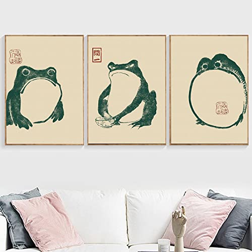 XCPORA Matsumoto Hoji Frosch Poster Retro Japanische Wandkunst Matsumoto Hoji Frosch Drucke Ukiyo-e Stil Leinwand Malerei für Home Wanddekor 50x70cmx3 Kein Rahmen von XCPORA