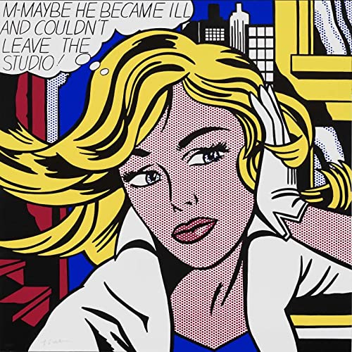 XCPORA Roy Lichtenstein Poster Weinendes Mädchen Drucke Roy Lichtenstein Wandkunst Roy Lichtenstein Leinwand Malerei für Wanddekoration Bild 40x40cmx1 Kein Rahmen von XCPORA