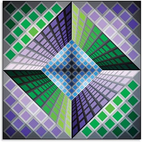 XCPORA Victor Vasarely Poster Abstrakte Malerei Victor Vasarely Leinwand Wandkunst Victor Vasarely Drucke für Heimwand-Dekor Bild 40x40cmx1 Kein Rahmen von XCPORA