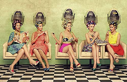 XCPORA Vintage Frauen Friseur Friseur Poster Friseur Leinwand Wandkunst Frauen Frisur Drucke Retro Malerei Friseursalon Bild 60x80cm Kein Rahmen von XCPORA