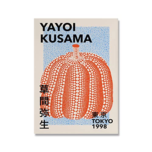 XCPORA Yayoi Kusama Poster Ausstellung Kürbis Wandkunst Yayoi Kusama Leinwand Malerei Yayoi Kusama Kürbis Drucke für Home Wanddekoration Bild 50x70cm Kein Rahmen von XCPORA