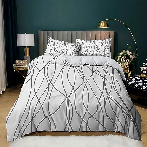 XCQHZYQ Bettbezug 135 x 200 cm Geometrische Linien Bettwäsche-Sets Mikrofaser Weiche Bettwäsche für Jugendliche Kinder Einzelbett Modern Schlafzimmer Dekor Bettbezug von XCQHZYQ