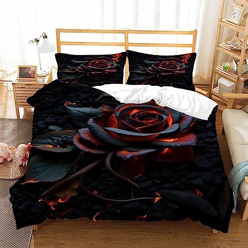 XCQHZYQ Bettbezug 135 x 200 cm Rose Bettwäsche-Sets Mikrofaser Weiche Bettwäsche für Jugendliche Kinder Einzelbett Modern Schlafzimmer Dekor Bettbezug von XCQHZYQ